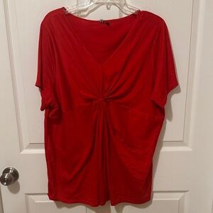 Chic Red V-Neck Women's Blouse